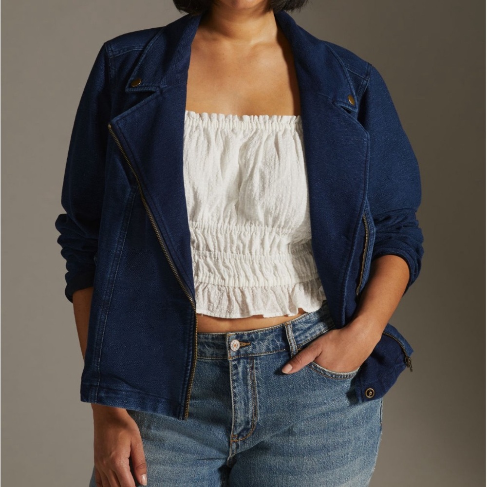 💥‼️1 NIGHT SALE💥Anthro Pilcro Jean Jacket, Soft Zip-Up, XL